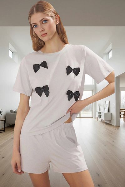 PayBuy Women's 100% Cotton Comfortable Pajama Set with Summer Shorts Quality Craftsmanship Distinguished Material