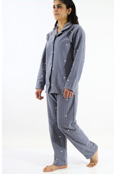 mefa Önden Düğmeli Polar Pijama Takımı
