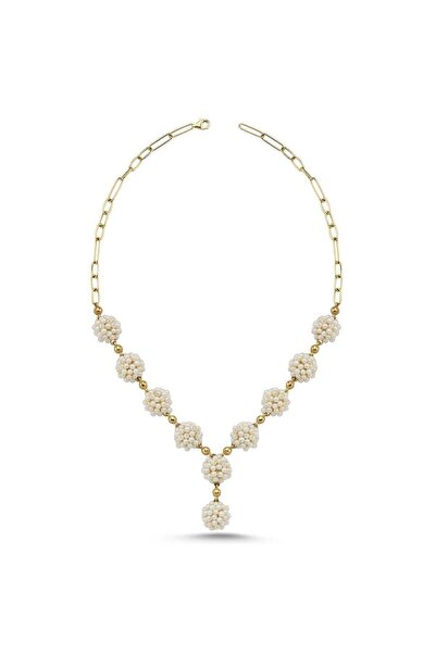 Birinci1926 14 Ayar Altın Kadın Altın Top Inci Kolye