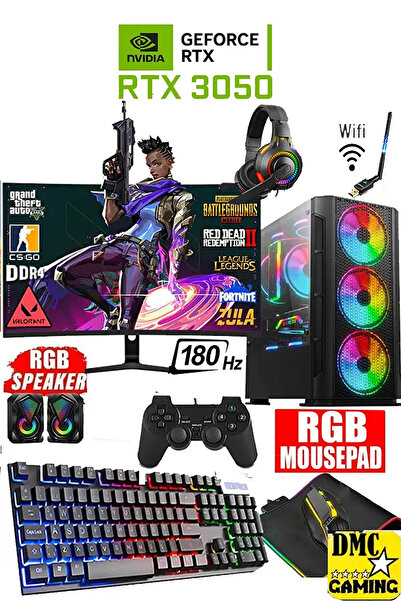 Dmc N270 Windows 11 Ryzen 5 5500 32GB RAM 512GB SSD,RTX3050 24"180hz Oyuncu Masaüstü Bilgisayar