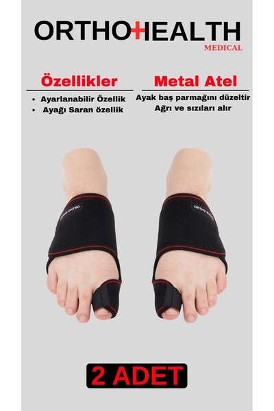 Halluks Valgus Gece Ateli Ayak Baş Parmak Bunyon Koruyucu Kırmızı Biyeli 1 Çift (SAĞ VE SOL)