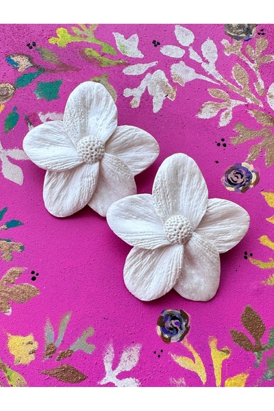 ACCESSORY White Pearl Flower Earrings Bridal Earrings Design Earrings