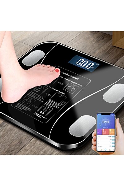 Genel Markalar Dijital Baskül Yağ Su Kas Vücut Kitle Endeksi Kilo Ölçer 2 Adet Pil Hediyeli Smartness Tartı