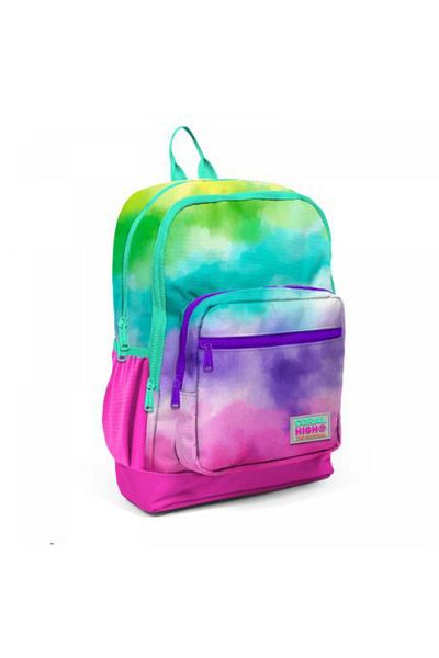 Coral High Kıds Colorful Tie-Dye Patterned Four Compartment School Backpack 23739