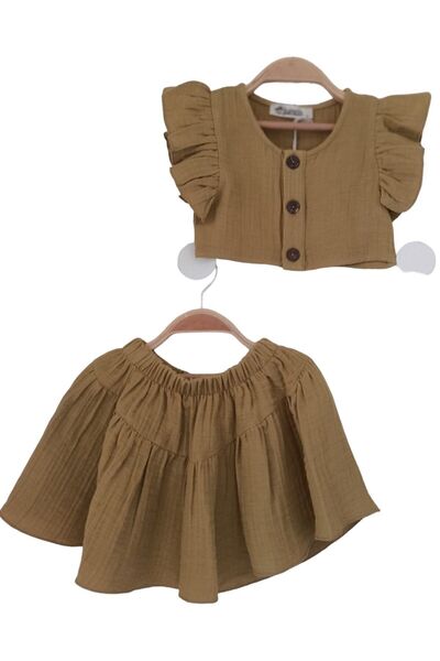 Genel Markalar 1-5 Yaş Kız Çocuk Pamuk Elbise Şort Takım