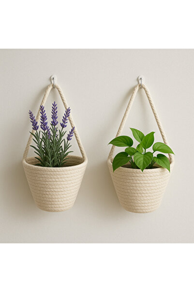 ÖRGÜM Saksılık 2'li Mini Duvar Sepeti Organizer Çiçeklik (BİTKİLER VE ASKILAR...