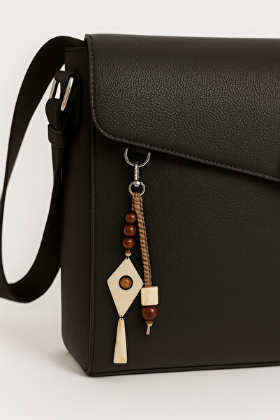 She Sells El Yapımı Kahverengi Krem Renk Erkek Çanta Charmı Pantolon Kemer Aksesuarı Anahtarlık