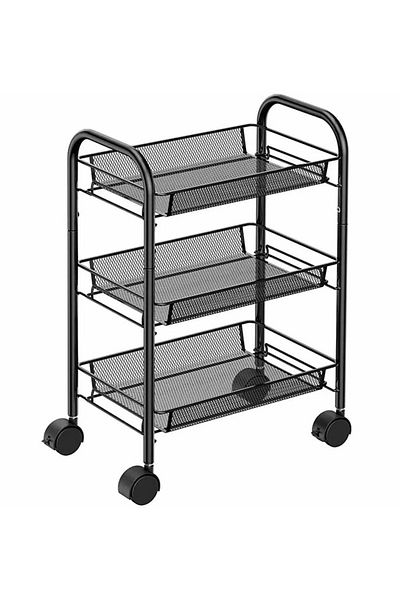 divendi-ro Multifunctional metal organizer, 3 shelves, with wheels, 64x44x26cm, black