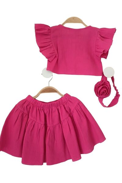 Genel Markalar 1-5 Yaş Kız Çocuk Pamuk Elbise Şort Takım