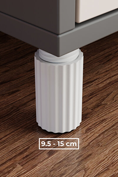 wooden lane studio Tekli Mobilya Orta Destek Ayağı Beyaz 9.5/15 cm Ayarlanabi...