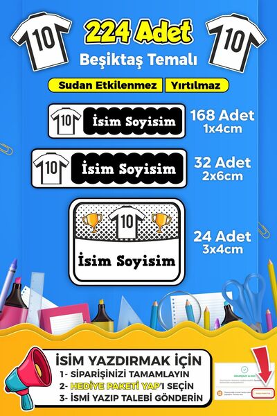 SB store Futbol Temalı Okul Kreş Kişiye Özel Isim Etiket Seti - Model 28