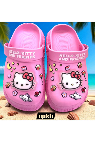 MARKABONİ Hello Kitty Kız Çocuk Kaymaz Taban Işıklı Pembe Terlik Havuz Plaj S...