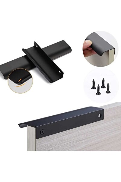 Star Ray 150 Mm Mat Siyah Mobilya Kulpu Entegre Kulp Vidalı Kulp Kapak Kulp Çekmece Kulp