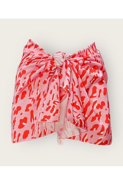 owiç Short Patterned Satin Pareo Women's Beach Dress