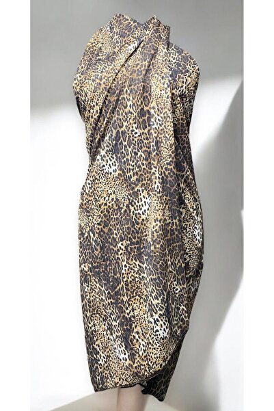 owiç Long Leopard Print Chiffon Pareo Women's Beach Dress