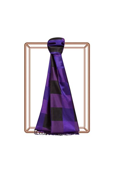 ipekevi Scottish Patterned Silk Shawl 05517-Purple