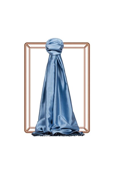 ipekevi Șal din mătase de culoare uni, cu două fețe, 00927-Albastru deschis