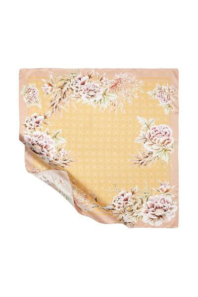 ipekevi Шарф з мотивом Fuji Monogram з тивілу та шовку 1203-жовтий