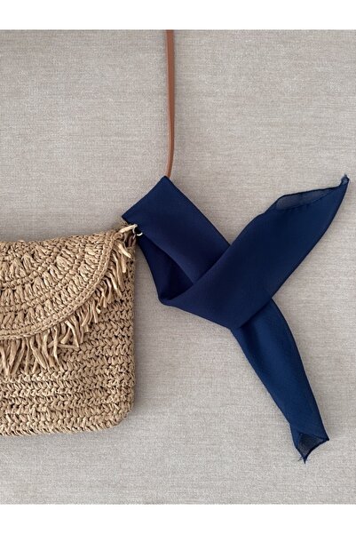 MAZEN Petrol Blue | Square Chiffon Scarf 45X45 | Neck Bag Pants Wrist Accessory | Solid Color Stylish Scarf