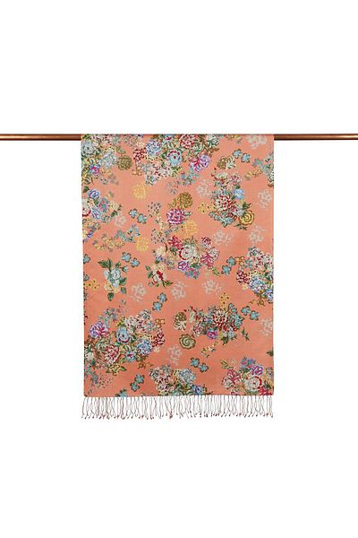 ipekevi Yalıkavak Patterned Silk Shawl 05716-Copper