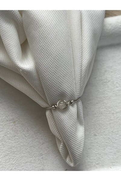 PelvedDesign الحد الأدنى من حلقة سلك حجر القمر الفضية القابلة للتعديل