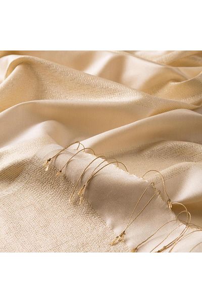 ipekevi Silvery Block Silk Shawl 4088-κρέμα
