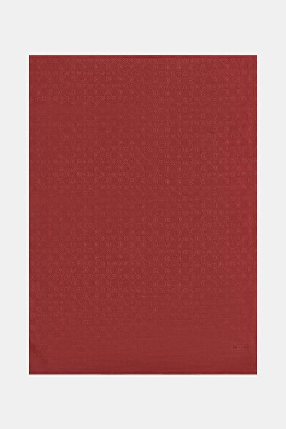 Vakko شال من القطن والحرير مزين بحروف مطرزة 40752-أحمر كلاريت