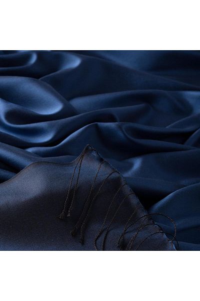 ipekevi Double Sided Solid Color Silk Shawl 00927-Ocean Blue