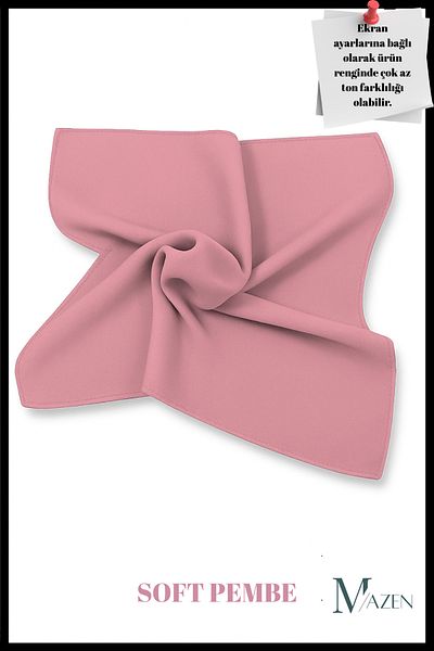 MAZEN Soft Pink | Square Chiffon Scarf 45X45 |   Neck Bag Pants Wrist Accessory |   Solid Color Stylish Scarf