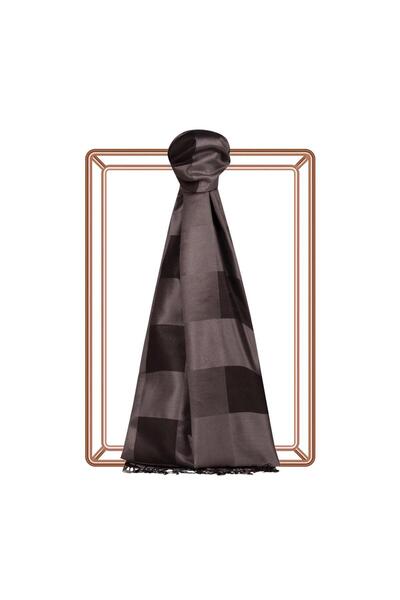 ipekevi Σκωτσέζικο μεταξωτό σάλι με σχέδιο 05517-Καπνιστό