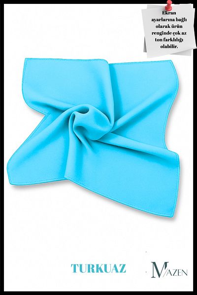 MAZEN Turquoise Solid Color Chiffon Scarf (Turkish Blue-Turquoise) 45X45 Hair, Bag, Wrist, Neck Accessory