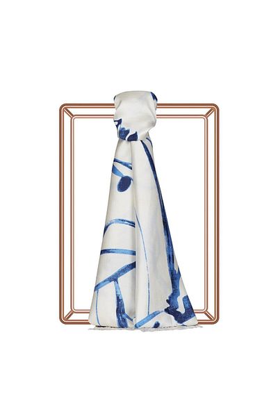 ipekevi Μεταξωτό σάλι Ambiance Patterned 08021-μπλε