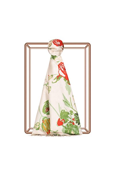 ipekevi Göksu Sefasi Patterned Silk Shawl 5213-White