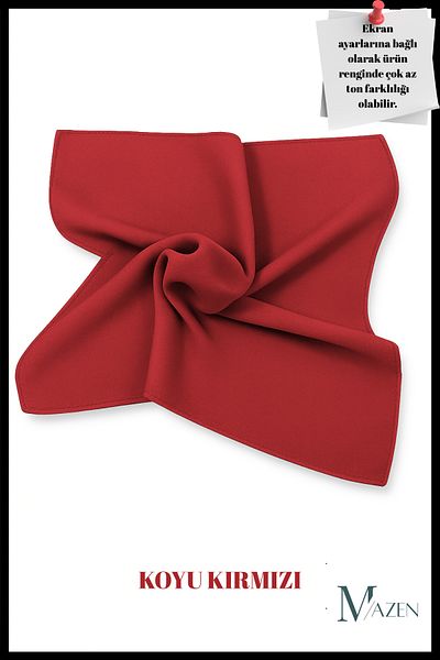 MAZEN Dark Red |   Square Chiffon Scarf 45X45 |   Neck Bag Pants Wrist Accessory |   Solid Color Stylish Scarf