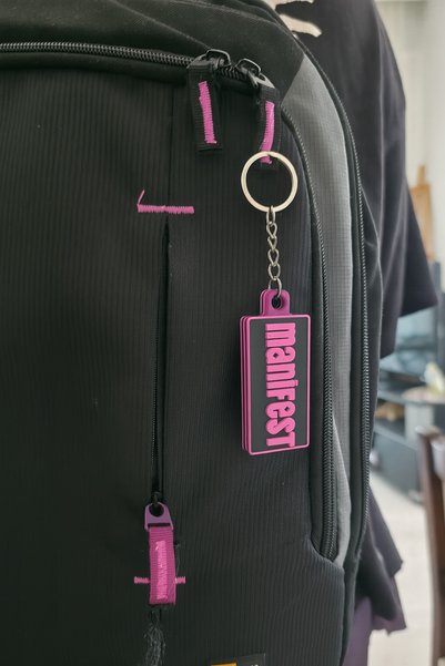 mmb Pink Manifest Written Rectangular Keychain – Special Design Thick – Manifest Group Special