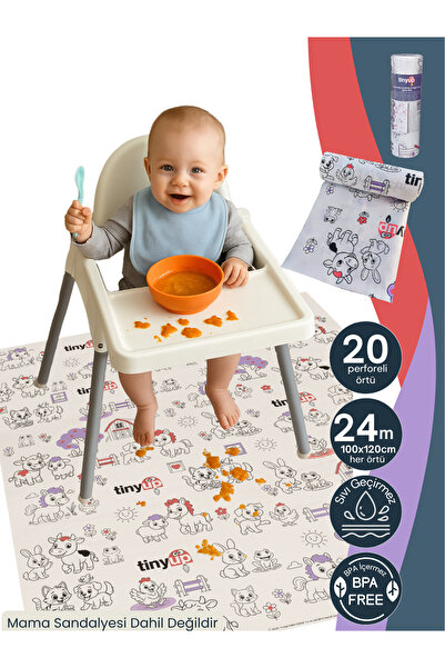 Tinyup Tek Kullanımlık Mama Sandalyesi Altı & Aktivite Örtüsü – 100x120 cm - ...
