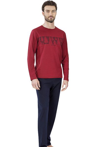 Pierre Cardin Men's Seasonal Long Sleeve Pajama Set - 100% Cotton, Pocket Detailed