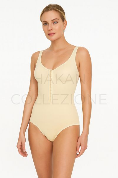 Hakan Collezione Corset de modelare corporală cu curea groasă cu agrafe – culoarea pielii