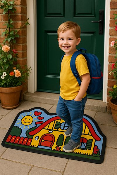 esdekor Home Italian Format Cute Door Mat Non-Slip Base Pvc 40X68Cm Cheerful Nest Patterned