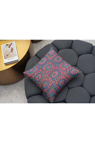 Ahsen Dekoratif Modern Lace Patterned Knitting Themed Digital Print Luxury Velvet 4-Piece Throw Pillow Cover Set...