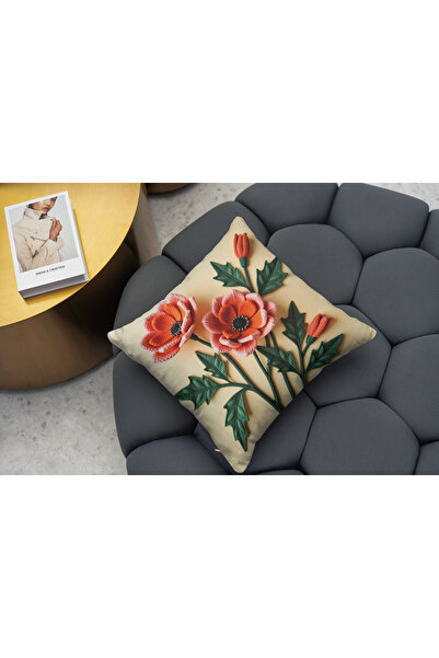 Ahsen Dekoratif Knitted Patterned 3D Look Digital Printing Velvet 4-Piece Throw Pillow Cover Set That Will Bring Different Air to Your Home