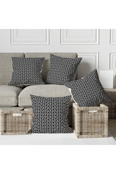 Ahsen Dekoratif Modern Patterned Striped Themed DIGITAL PRINTING Luxury Velvet 4-piece Cushion Cover Set...