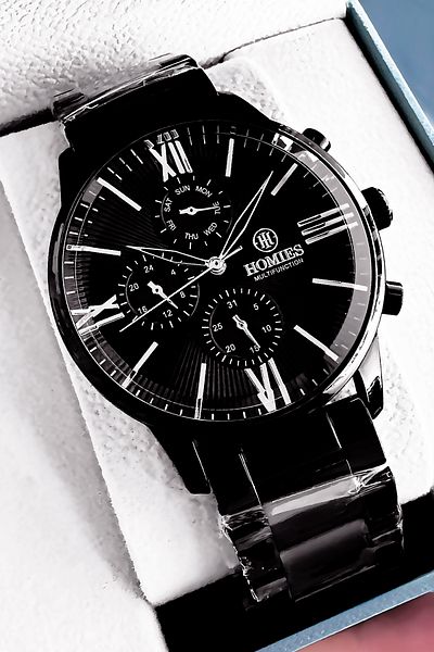 Homies Men's Wristwatch 3 Atm Waterproof Black Color Steel Cord + Bracelet Gift Elg766