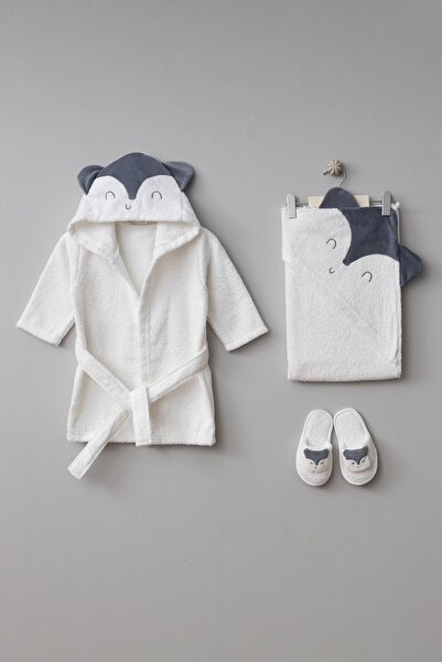 Bebitof My Baby Kumsal % 100 Pamuk 0 - 24 Ay Bornoz Seti Tilki Desen Kutu Içe...