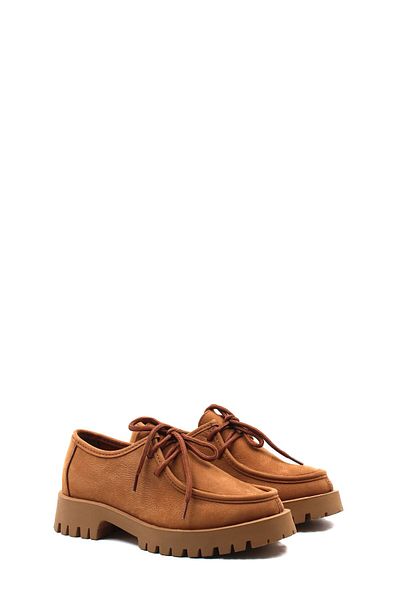 Ayakkabıhane Inside and Outside Genuine Nubuck Leather Tan Women's Casual Shoes Ah085812612952