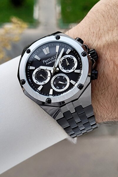 Ferrucci Rakamları Gümüş Kordonu Siyah Renk İç Göstergeleri Aktif 45 Mm Erkek Kol Saati