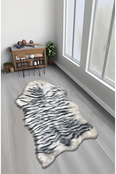 FeelHome Zebra Yumuşacık Pofuduk Kuzu Post Premium Kalite Kaymaz Taban Kürk H...
