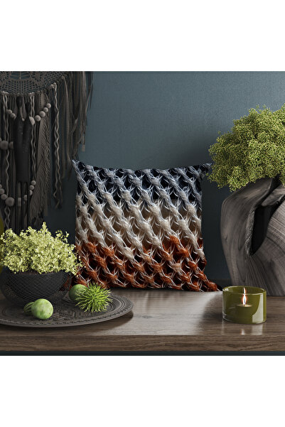 Ahsen Dekoratif Modern Knitting Pattern Assortment Digital Printed Luxury Velvet 4-Piece Throw Pillow Cover Set