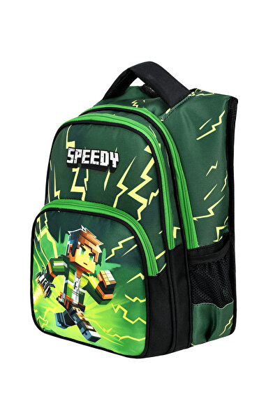 CANLOOR Waddell Mycraft Creeper Elementary School Backpack, Lunchbox and Pencil Case with 2 Pockets