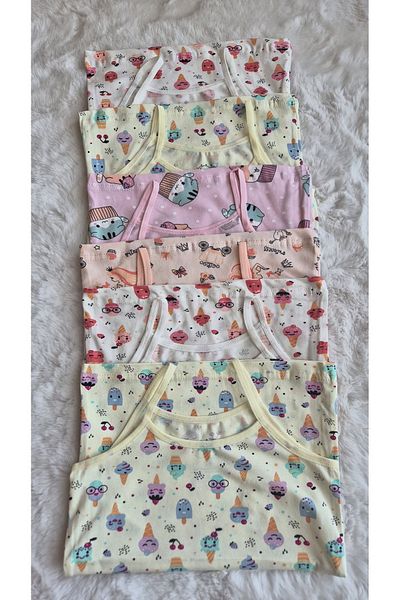 HS İÇ GİYİM Girl's 6-Piece Patterned Cotton Undershirt